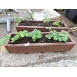 2x Wooden Planters and Contents