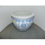 Large Blue and White Ceramic Planter