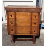 Oak Three Drawer Chest of Drawers with Carved Detail