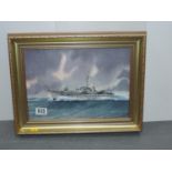 Signed Framed Print - WWII War Ship