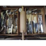 Box of Vintage Cutlery and Cutlery Trays