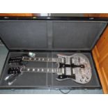 A New Rare Custom Made Guitar 12-6 String Left Handed Twin Neck Guitar S G Style in Hard Case with