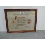 Framed Red Cross Certificate