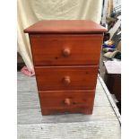 Pine Three Drawer Bedside Cabinet