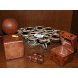 Brass Trivet, Dice Boxes etc