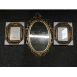 Gilt Framed Mirror and 2x Picture Frames