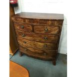 Victorian Mahogany Bow Front Two over Three Chest of Drawers
