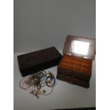 Treen Jewellery Boxes and Contents - Costume Jewellery