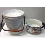 China Sluicing Bucket with Bamboo Handle and Victorian Chamber Pot