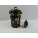 Bargeware Painted Churn and Medina Glass Paperweight