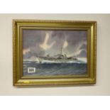 Signed Framed Print - WWII War Ship