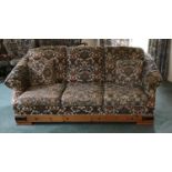 Wood Framed Upholstered Three Seater Settee