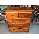 Good Quality Stained Hardwood Chest of Two over Three Drawers