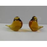 Pair Murano Glass Birds
