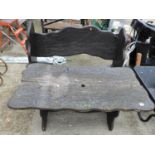 Wooden Garden Bench and Matching Table - A/F