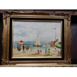 Framed Oil on Canvas - Seaside Scene - Pierre David