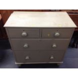 Victorian Painted Pine Two over Two Chest of Drawers with Original Knobs