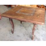 Unusual Carved Hardwood Table in the Oriental Style