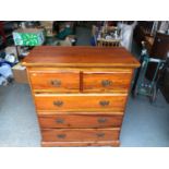 Good Quality Stained Hardwood Chest of Two over Three Drawers