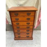 Good Quality Stained Hardwood Tall Boy Chest of Seven Drawers