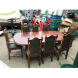 Modern Extending Dining Table and 8x Matching Chairs (Two of which are Carvers)