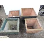 4x Concrete Garden Planters - Brick Form