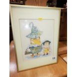 Framed Watercolour Cartoon