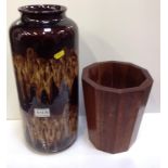West German Vase and Treen Plant Pot