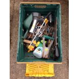 Crate of Garden Tools etc