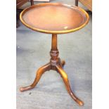Tripod Wine Table with Tooled Leather Insert