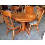 American Style Extending Circular Dining Table and 3x Matching Chairs