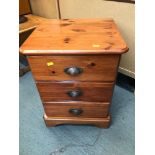 Pine Three Drawer Bedside Cabinet with Cup Handles