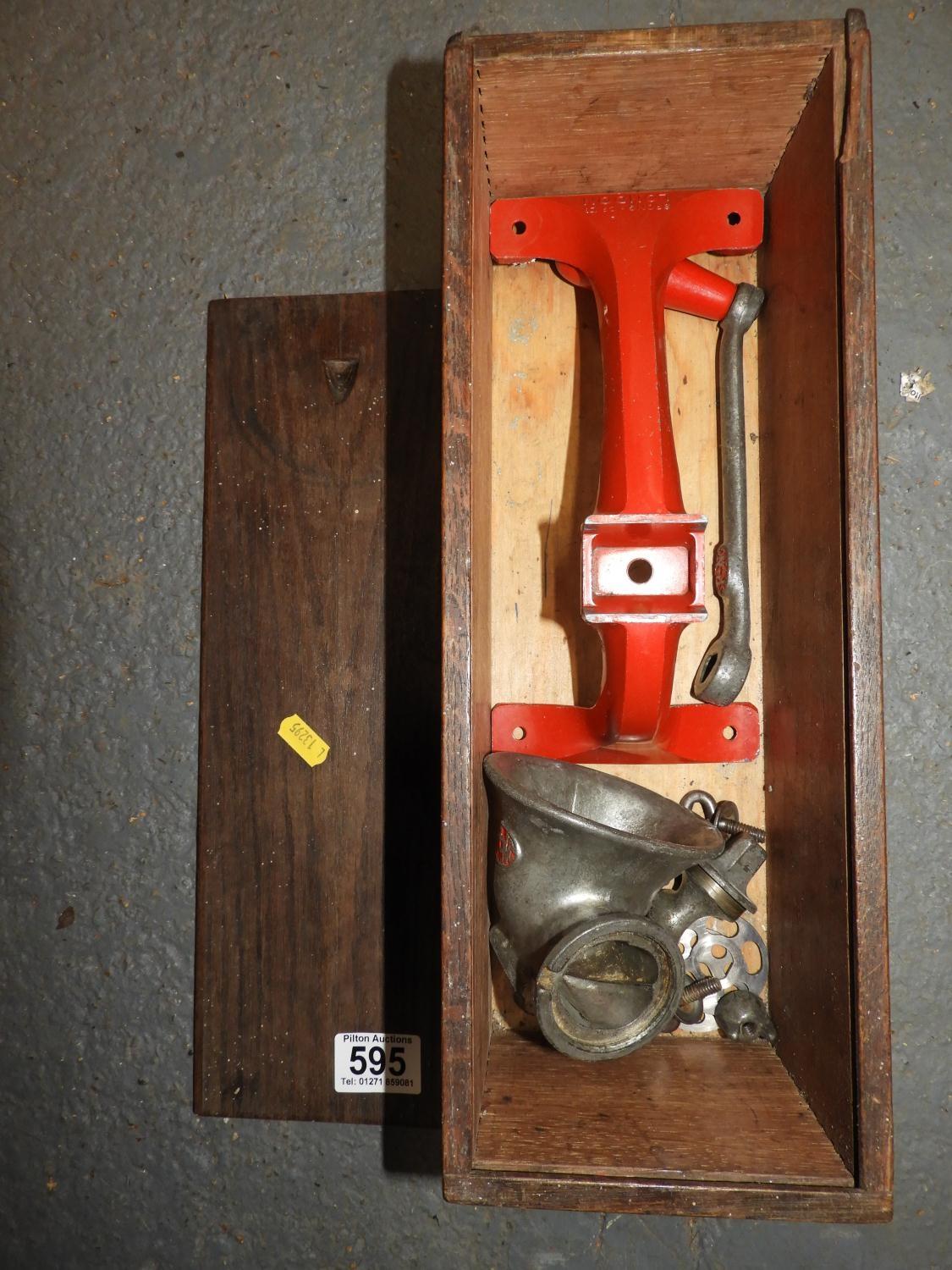 Vintage Mincer in Oak Box