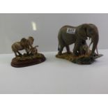 Ornaments - Country Artists Elephant Kingdom Old Female Cow and Calf and Leonardo Collection African