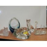 Various Glass Ornaments - Cats etc