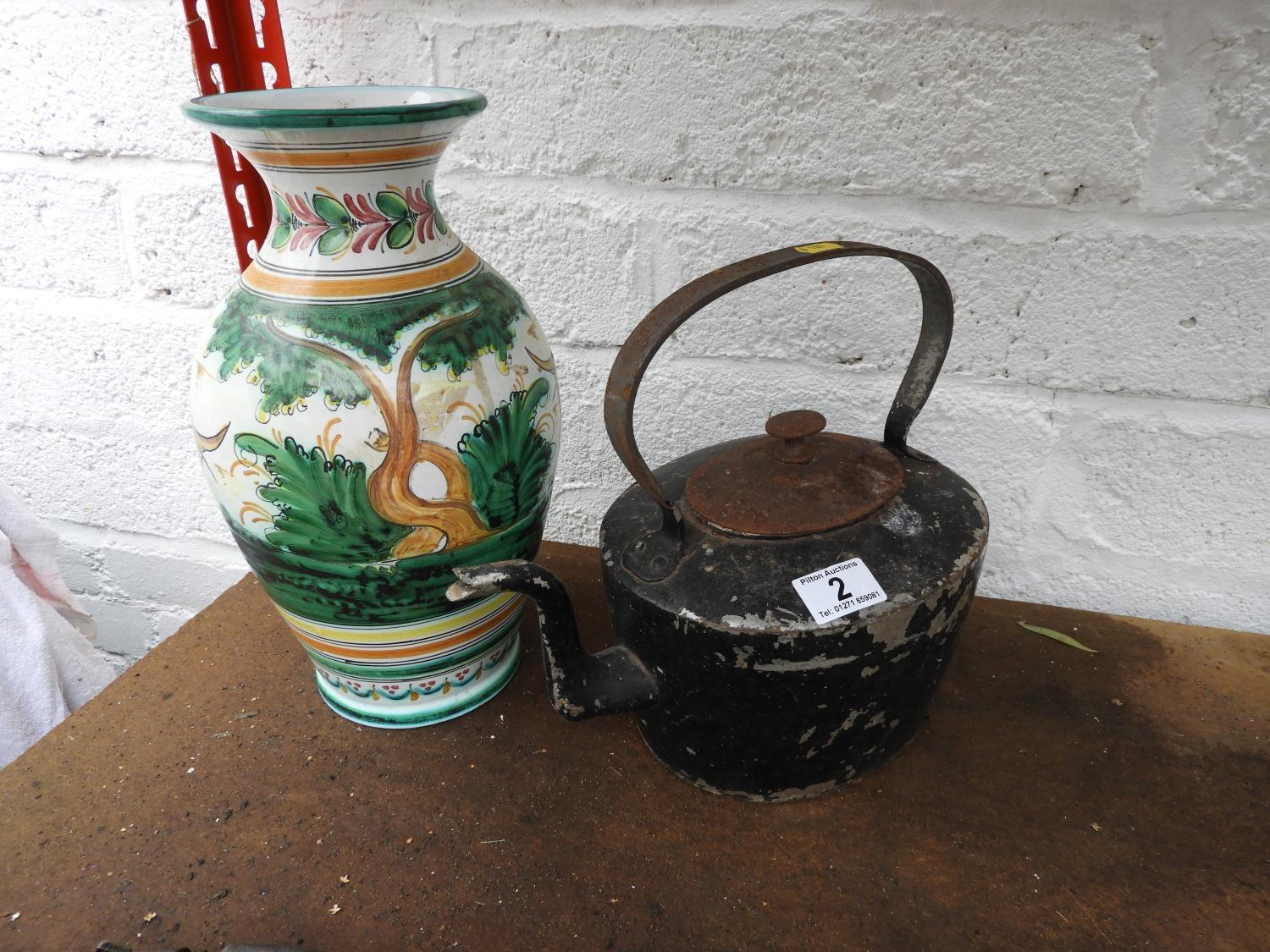 Old Kettle and Spanish Vase