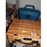 Wicker Hamper and Travelling Vanity Case