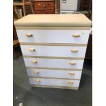 Modern Chest of Five Drawers and Matching Bedside Cabinet