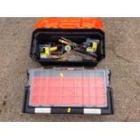 2x Plastic Tool Boxes one with Tools