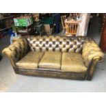 Leather Button Back Chesterfield Three Seater Sofa