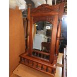 Bevel Edge Mahogany Mirror with Galleried Shelf