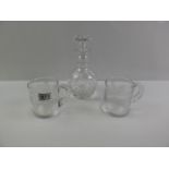 Decanter and 2x Glass Tankards