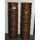 Pair of Large Bamboo Effect Vases