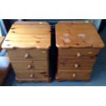 Pair of Pine Three Drawer Bedside Cabinets