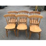 Set of 6x Pine Spindle Back Chairs