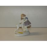 Porcelain Figurine Ornament - Girl and Dog