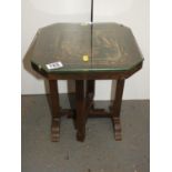 Small Glass Topped Carved Folding Table