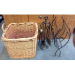 Log Basket and Fire Tools