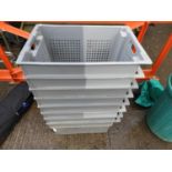 Quantity of Plastic Stacking Storage Crates