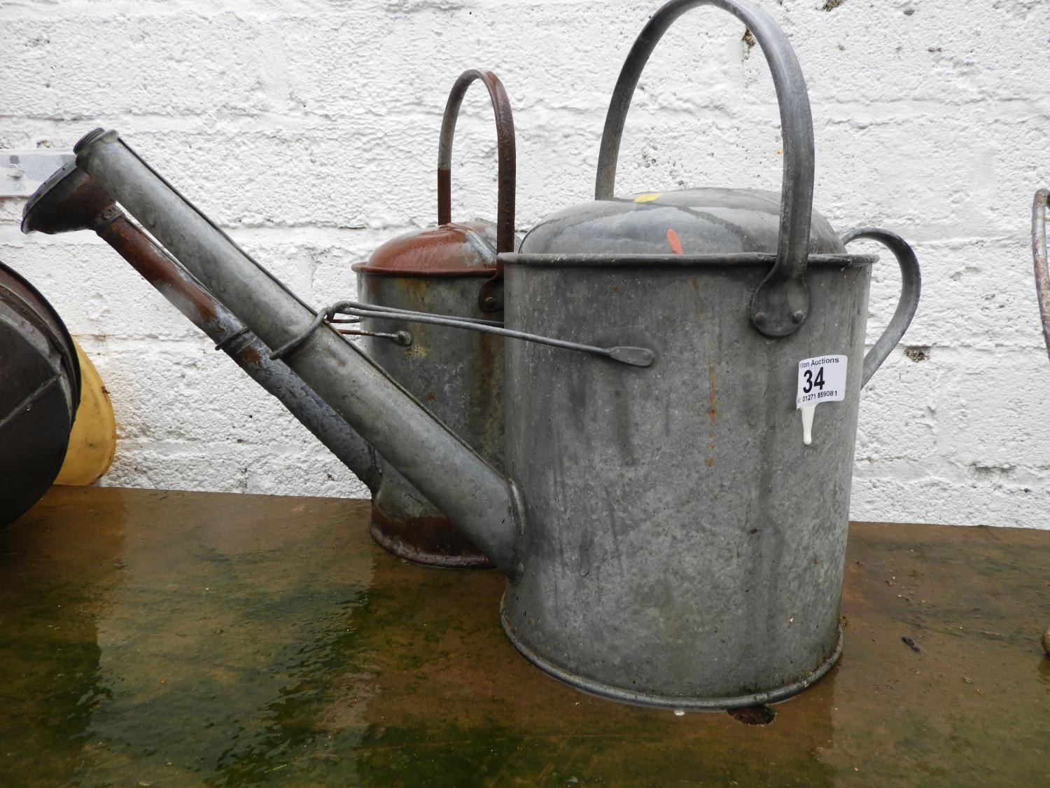 2x Galvanised Watering Cans